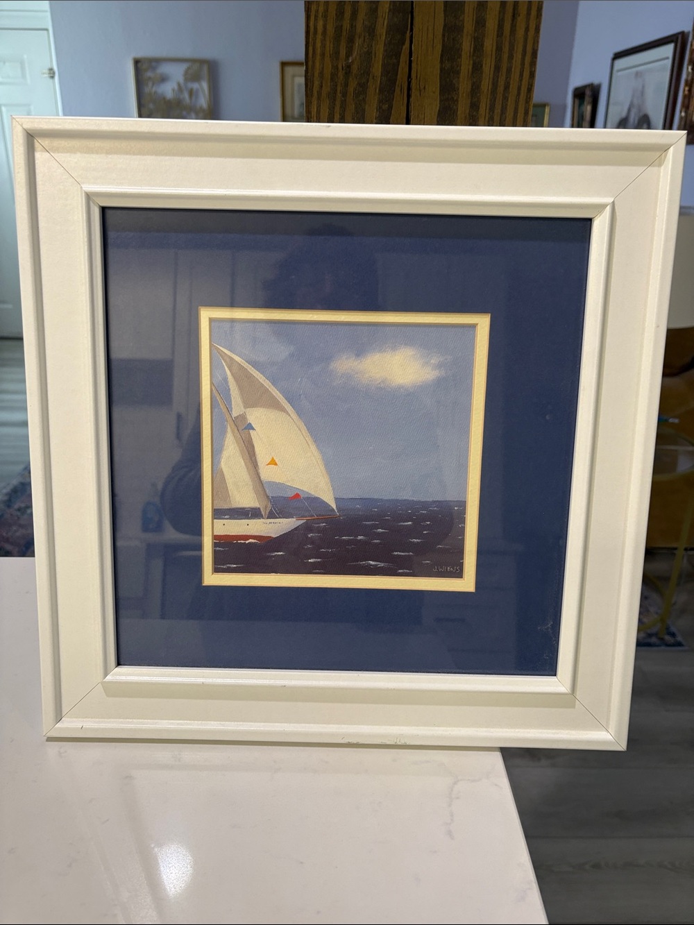 Framed Sailboat Wall Art in Blue and White - Picture 2 of 5